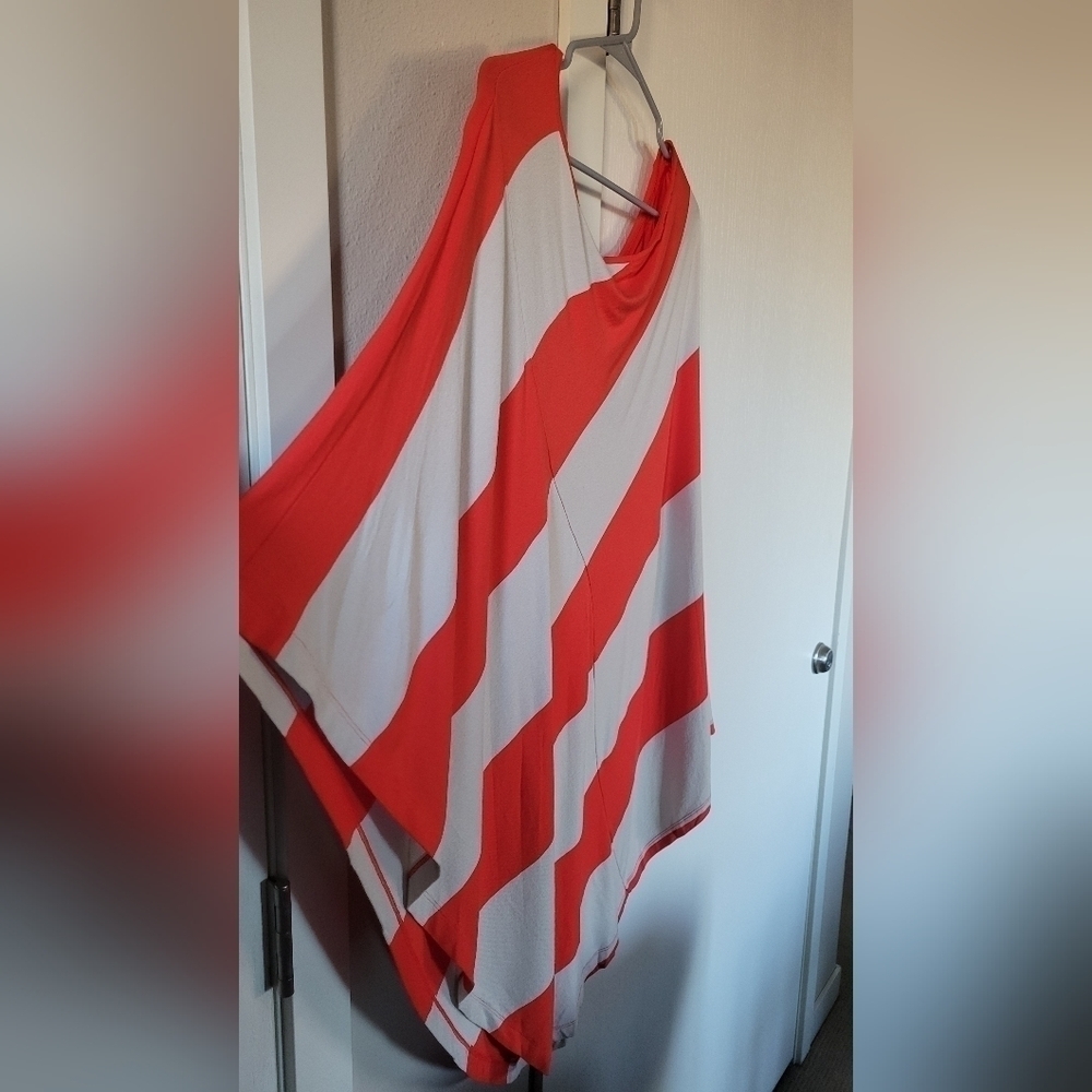 NWT Express Red & Beige Striped One Shoulder Dress - Picture 7 of 10